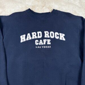 VTG Hard Rock Cafe Sweatshirt Men's XL Navy Blue Las Vegas Crew Neck USA Y2K